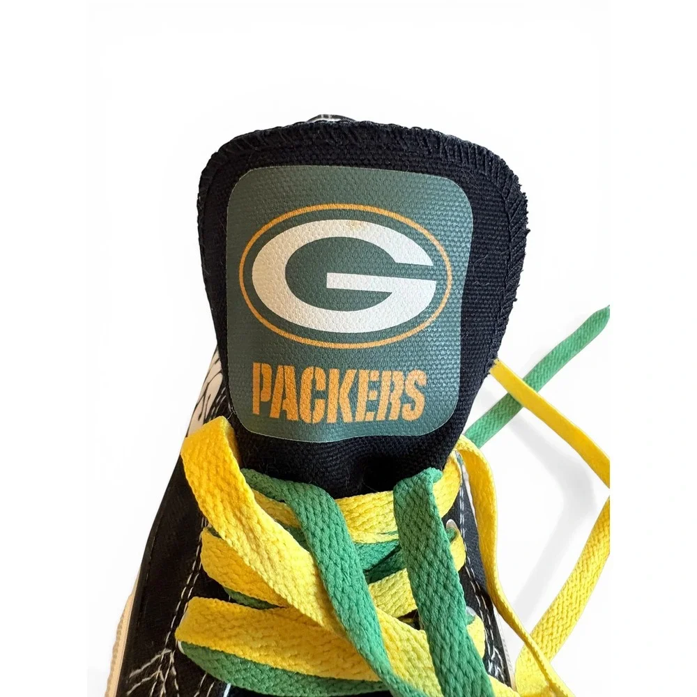 E-LOV‎ Green Bay Packers Canvas Low Top Sneakers Black Womens Size 38 7.5